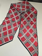Vera Neumann Signed Scarf Silk Red Diamond Pattern Point End VTG 7x67