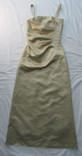 BHS - Size 8 - Gold Satin, Lined, Boned, Long Dress - Removable Straps