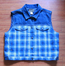 PENDLETON Originals Denim Vest  Half Plaid Men Size L Pre Owned