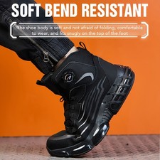 Men Indestructible Work Shoes Rotary Buckle Steel Toe Safety Shoes 2026