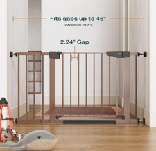Cumbor 29.7-46" Baby Gate for Stairs, Mom's Choice Awards Winner Brown NEW