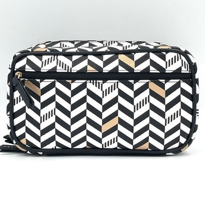 Vito & Joe Damen XL Beautycase Kosmetiktasche Make-Up Koffer schwarz weiß