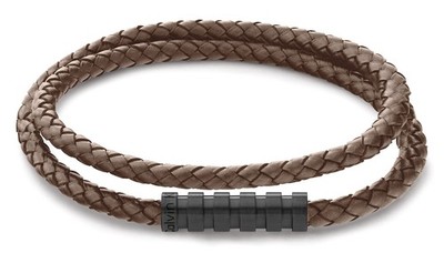 Calvin Klein Jewelry Men's Braided Leather Bracelet, Color: Brown (Model: