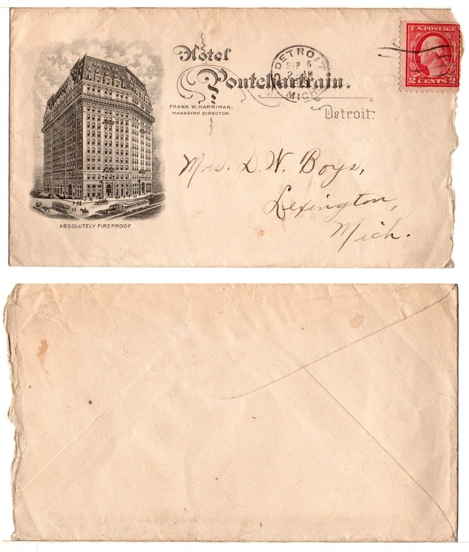 DETROIT, Michigan - Hotel Pontchartrain 1919 Advertisement Cover