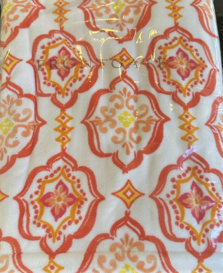 Toalla de playa Frontgate Resort Sevilla azulejo melón 40”x72” algodón turco paquete nuevo con etiquetas Foto 2 de 4