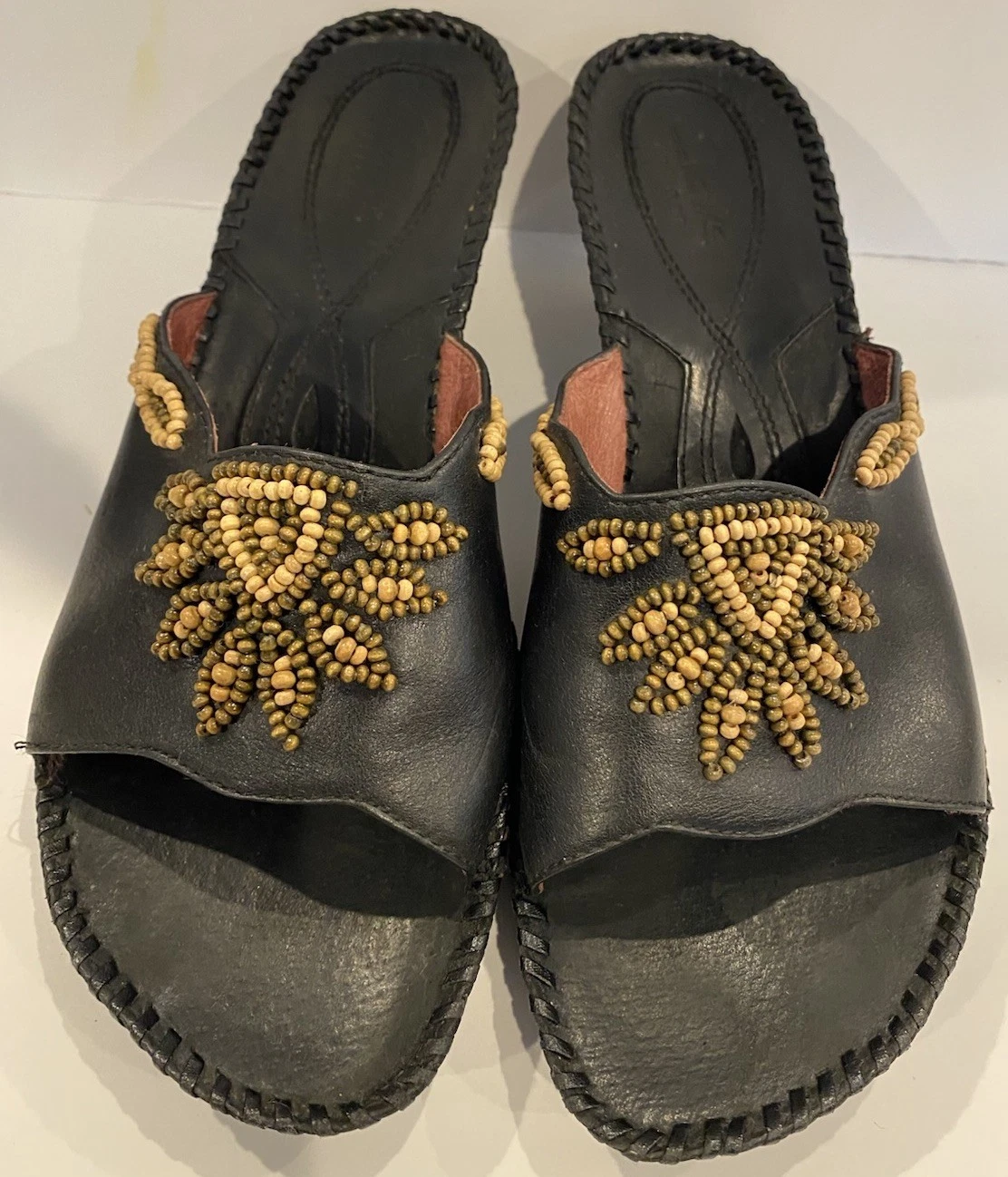 Clarks Artisan sandalo donna 8 5 nero pelle PERLINE slip on zeppa slide #76421