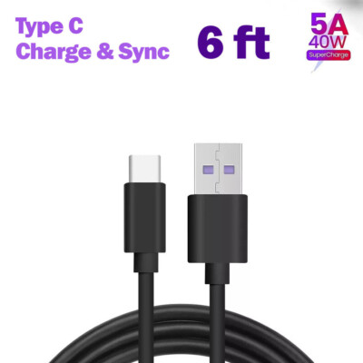 USB Type C Data Cable 5A Fast Charging USB-A to USB-C Charger Cord For Phone