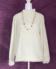 White Turtleneck Plush Sweater Size S