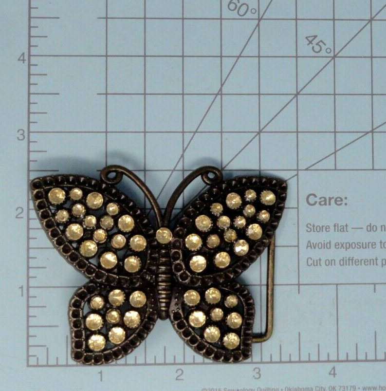 Butterfly Belt Buckle Ornate Rhinestone Boho Hippie Cowgirl  display picture 3