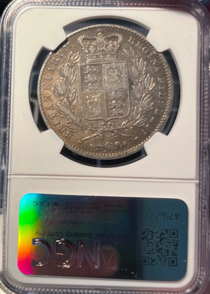 1847 Great Britain Crown Young Head NGC VF Details   Freshly Graded - Image 2 of 2