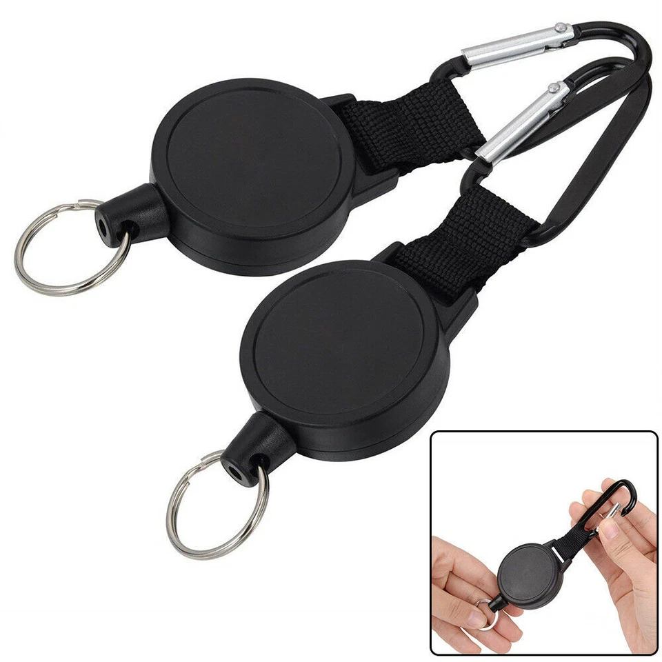2PCS Retractable Key Tool Reel Holder Steel Clip Chain Belt Heavy Duty Split US - Image 4 of 4