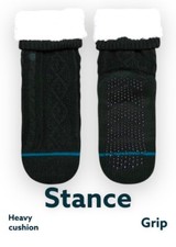 NWT Stance Roasted Grip Cable Knit Lined Slipper Socks Green Med Women 8-10.5