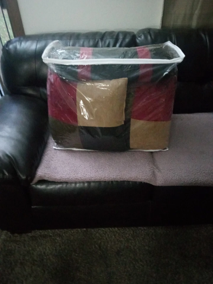 Chezmoi Micro Suede Patchwork Comforter Set/Calif. King/Brown/7 Piece - Image 3 of 4