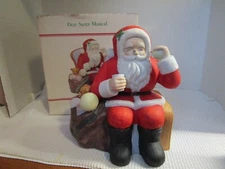 Trim Shoppe Dear Santa Musical 8" Ceramic Music Box plays ~ Here comes Santa