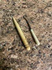 Vintage Shoe Button Corset Hook Celluloid Handle and Hole Punch tool