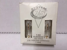 New Studex Earrings 14K Yellow Gold Classics 585 Ear Rings 1/2 Hoop 7514-0921