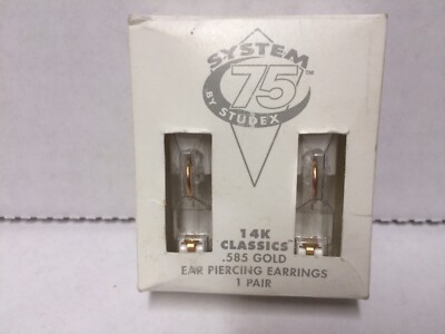 New Studex Earrings System 75 14K Classics 585 Ear Rings 1/2 Hoop 7514-0921