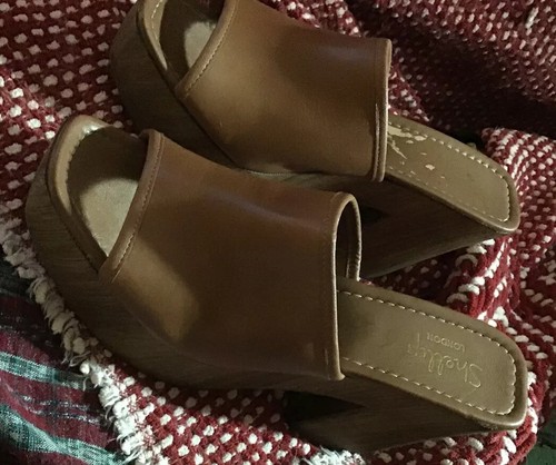 Shellys London Wooden Platform Sandal,Women's Boho Size 10  Carmel Italy Vint - Picture 5 of 8