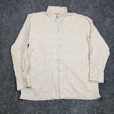 Scully Western Shirt Mens L Beige Pearl Snap Embroidered Cowboy Rodeo Rancher