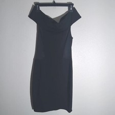 Halston Heritage Black Stretch Off Shoulder Cocktail Party Dress Size 4