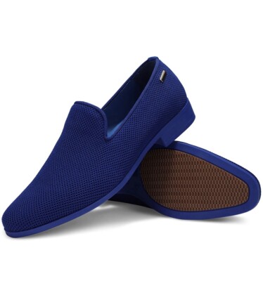 UUBARIS Men\'s Glitter Blue Elegant Tuxedo Loafers Slip on Dress Formal Shoes UUBARIS Mens Dress Loafers Tuxedo Suit Slip on Shoes  main image 3