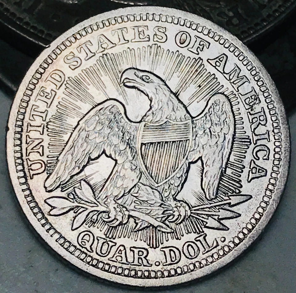 1853 Seated Liberty Quarter 25C RAYS ARROWS Choice 90% Silver US Coin CC26137 - Image 3 of 4