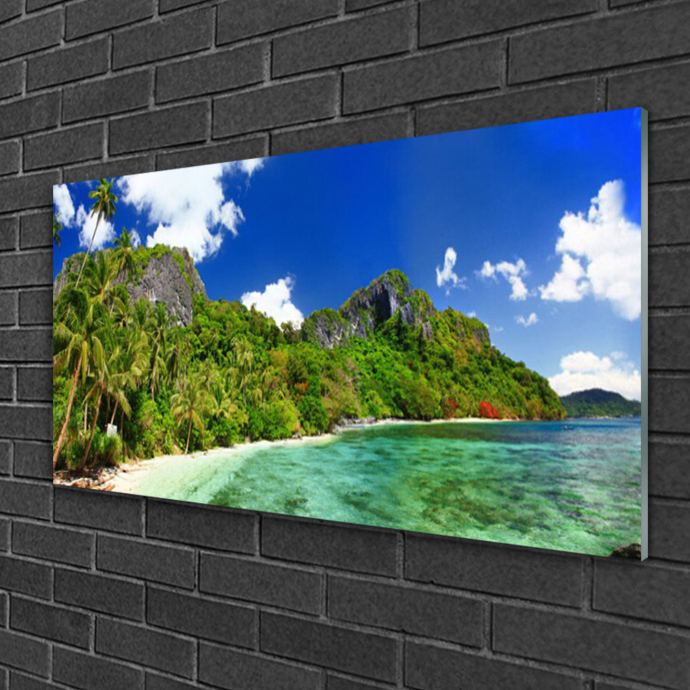 Tableau plexiglas 100x50 paysage plage pour decoration salon moderne