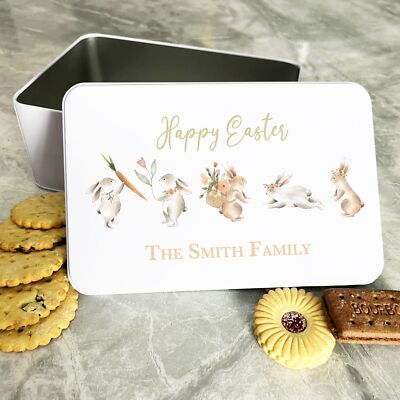 Aquarell süße Osterhasen personalisiert Geschenk Kuchen Kekse Süßigkeiten Leckerli Dose