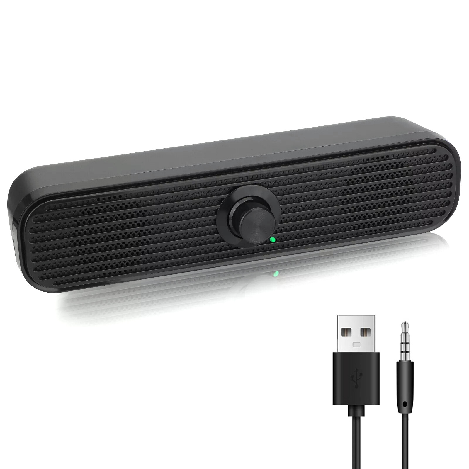 3.5mm Jack Wired Speaker Soundbar Stereo Bass Sound USB For PC Laptop Tablet