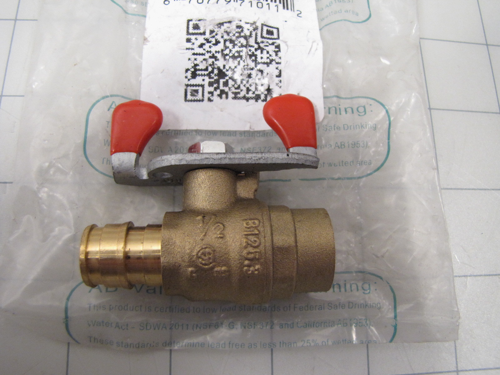 RWV 5017ABW Copper to Pex Ball Valve 1/2" 400WOG B125.3 NEW