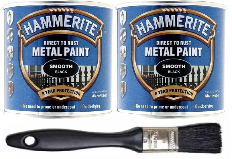 x Hammerite Smooth Black 250ml Metal Paint 1