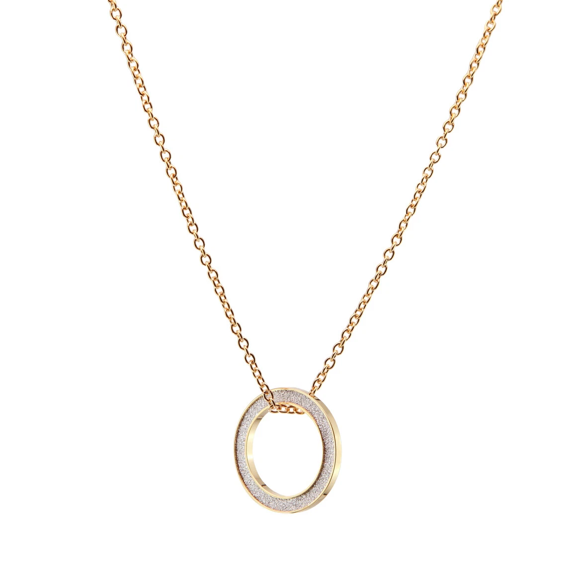 Collana Lunga Donna Rebecca - Bronzo Bagnato Oro Rosa Con Pietra Idrotermale Bianca