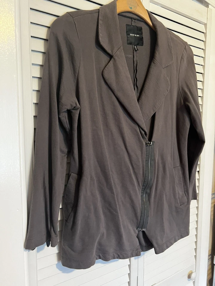 MAC & JAC Women’s Size XL Xlarge Cardigan Sweater Shirt Top Zipper Front Gray - Image 2 of 4