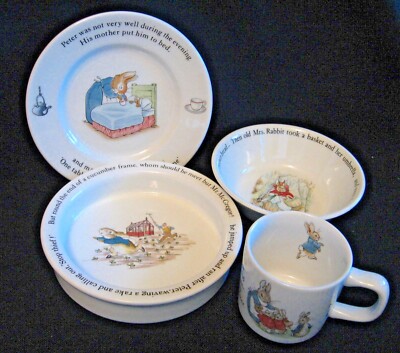 PETER RABBIT Wedgwood Child's Dinner Set Plate 2 Bowls Cup Beatrix