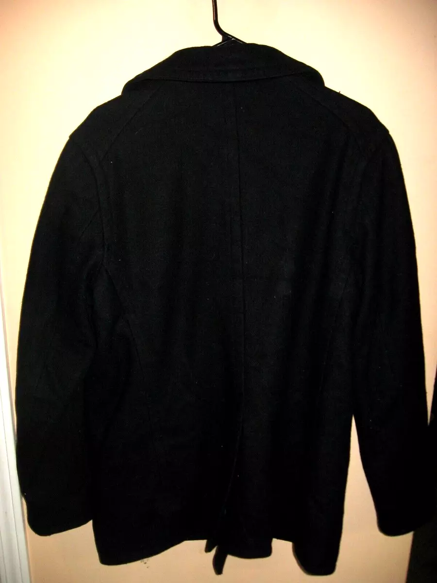 Mens Black OLD NAVY Pea Coat Wool Coat Medium