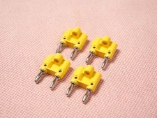 Four Pomona MDP Stackable Double Banana Plug with Cable Guide 4 Pack Yellow