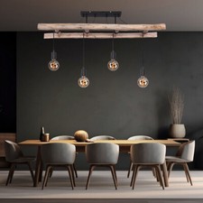 Pendellampe Holzlampe Hängeleuchte Vintage Deckenlampe Holzleiter Metall schwarz