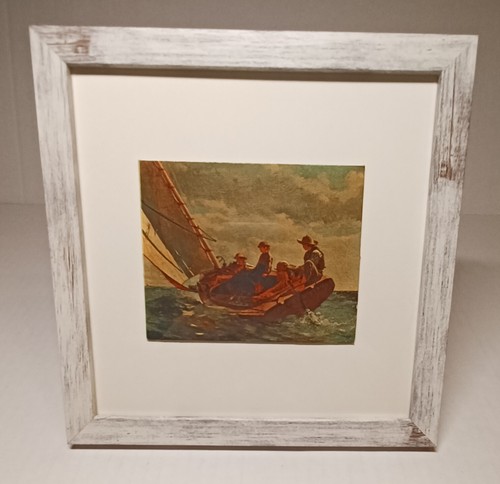 Vintage Winslow Homer 1876 Breezing Up Art Print In Wood Frame. 9"×9" - Picture 3 of 9