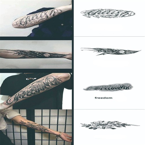 4Pcs Letters Temporary Tattoos Half Arm Waterproof Tattoo Stickers - Picture 15 of 26
