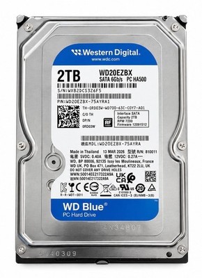 NEW ''0'' Hours - Western Digital 2TB WD Blue PC Internal Hard Drive HDD WD20EZBX