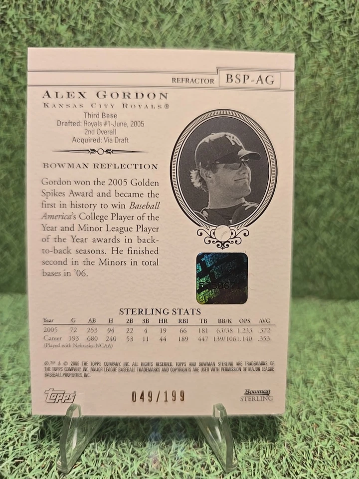 Alex Gordon 2006 Bowman Sterling Auto /199   - Image 2 of 2