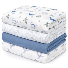 Muslin Swaddle Blankets 4Pack Breathable Receiving Blankets 35" x 40" Soft Ba...