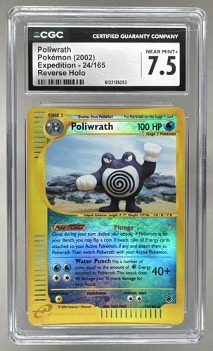 5053 Poliwrath 2002 Pokemon Expedition Set #24 Reverse Holo CGC 7.5
