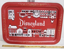 WALT DISNEY DISNEYLAND MAIN STREET RED SERVING TRAY SOUVENIR 1950s