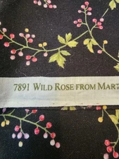 Wild Rose #7891 Fabric 1.24 yds Marti Mitchell Maywood Studio Berries Vines Blk