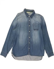 ADIDAS Mens Neo Label Denim Shirt Large Blue Cotton PW05