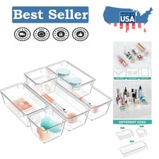 6-Piece Modern Stackable Acrylic Drawer Storage Trays for Makeup  More