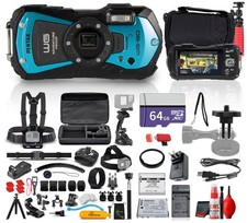 Ricoh Pentax WG-90 Digital Camera Blue Waterproof, Shockproof, Freezeproof 