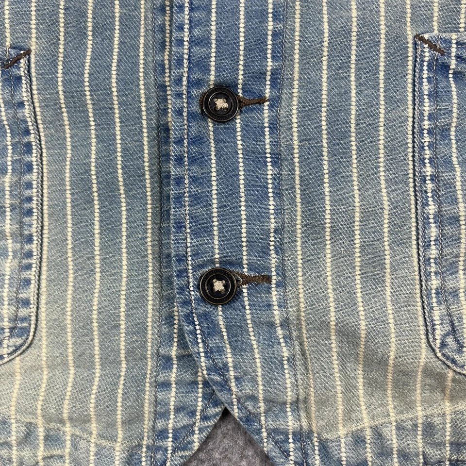 RRL Ralph Lauren Vest Mens XXL Indigo Railroad Stripe Workwear Denim Waistcoat - Image 4 of 4