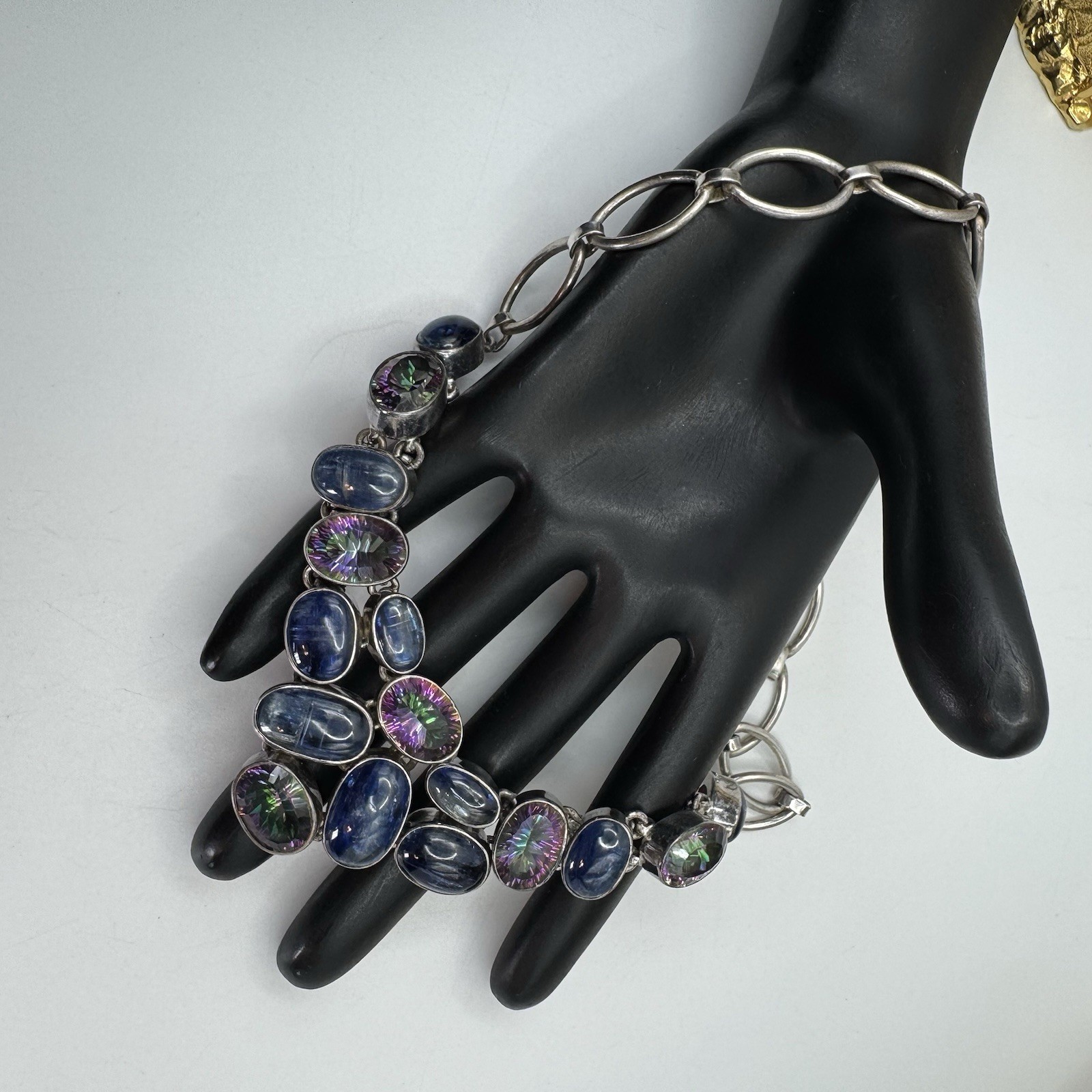 Sterling Silver Statement Labradorite Bib Necklac… - image 9